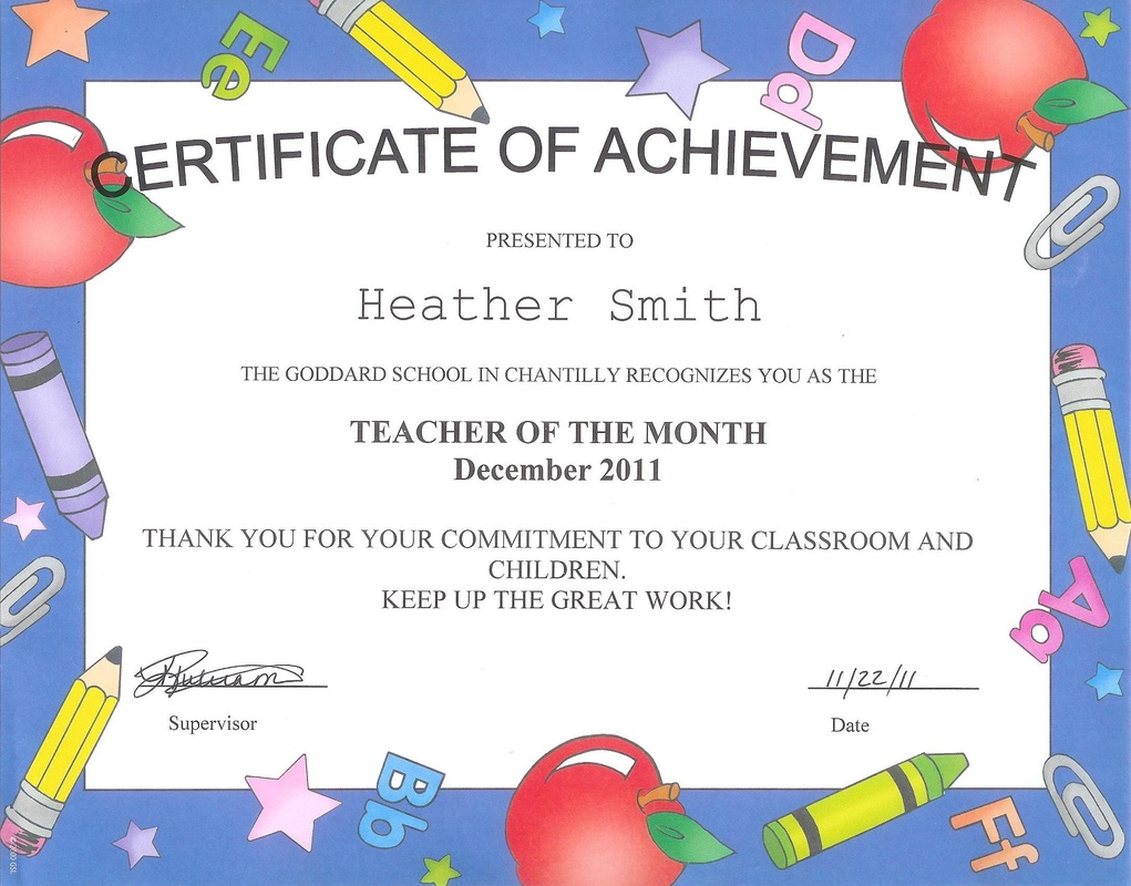 Teacher of the Month Heather Smith Professional Portfolio
